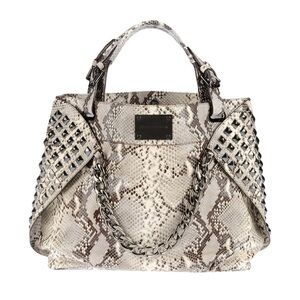 Pierre Balmain python-embossed leather studded tote bag